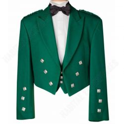 100% Wool Green Prince Charlie Scottish Jacket & Waist Coat