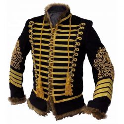 Military Uniform Napoleonic Hussar Jacket Piping Fur Tunic