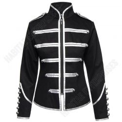 Banned Drummer Miltary Hussar Jacket Black Silver