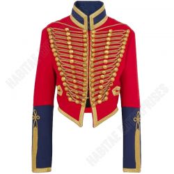 Ladies Women Red Blue Wool Military Jacket Officer Blazer Gothic Jacket