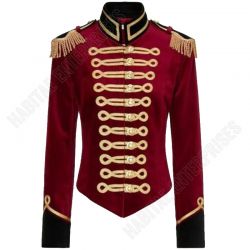 Ladies Gothic Velvet Military Hussar Jacket Golden Trim
