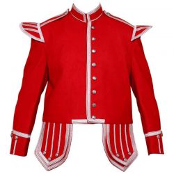 Red Military Drummer Doublet With Silver Embroidery