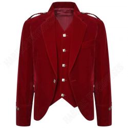 Mens Velvet Scottish Highland Argyle kilt Jacket & Vest