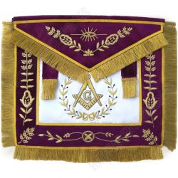 Master Mason Blue Lodge Apron - White Satin & Purple Grand lodge