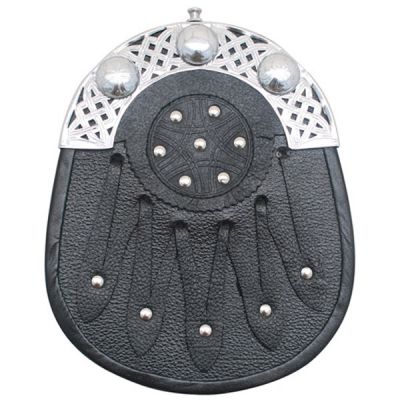 Celtic Design Black Leather Sporran