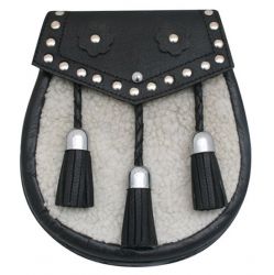 Studded Flap Sporrans with Leather Tassels
