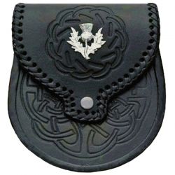 Exquisite Leather Sporran Real Leather-Celtic Embossing