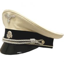 Allgemeine SS Officers White Visor Cap, White Piped