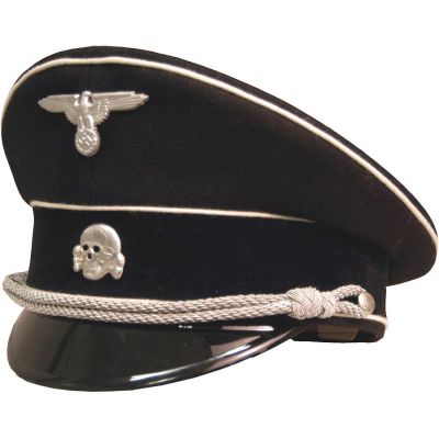 Third Reich Allgemeine SS Officers Black Visor Cap