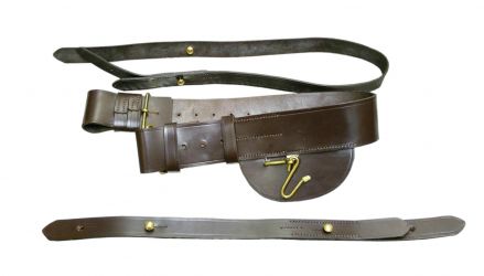 Genuine British Army Issue Infantry Officers 3PC Sword Belt Brown Leather - NE