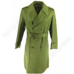 Vintage 50s Army Sateen Overcoat Military Trench Coat Patches