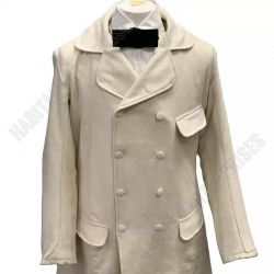 Civil War 19th Century Mid White Wool Pale tot Frock Coat 1840's 1870's