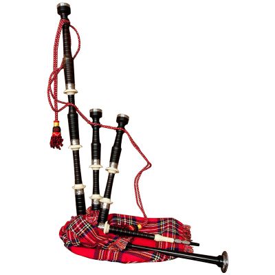 Red Tartan Rose Wood Bagpipe