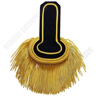 Hand Embroidery Black and Gold Fringe Shoulder Epaulette