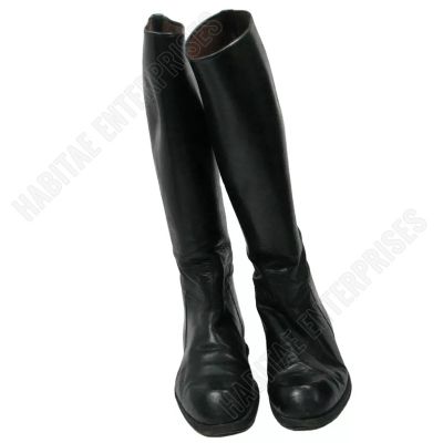 Germany WWII WW2  Military Men Officer Black Leather Boots