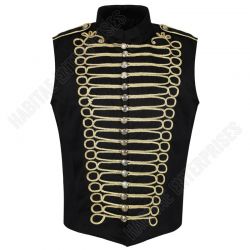 Mens Drummer Military Festival Black Hussar Waistcoat