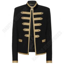 Men's Concert Jacket Black Wool Braided Jacket