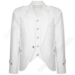 White Scottish Argyle kilt Jacket & Waistcoat