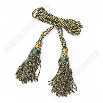 Silk Bagpipe Cords, Gold & Green Lanyards