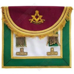 Scottish Rite Past Master Handmade Apron  Maroon and Green