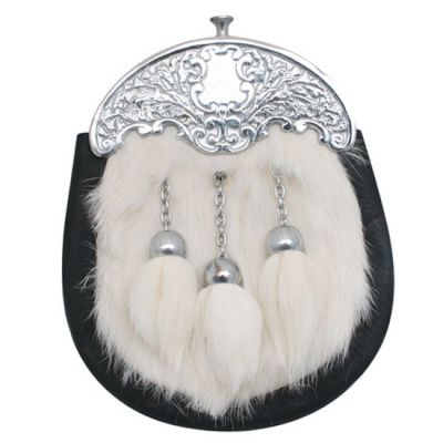 Kids full Dress White Fur on Regular Leather Sporran