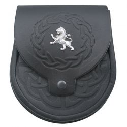 Lion Rampant Black Leather Sporran