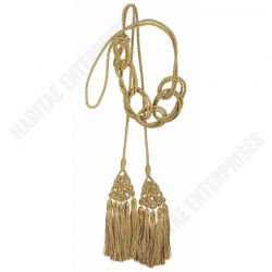 Priest Cincture with golden band Pure Viscose, Ivory White