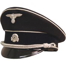 Third Reich Allgemeine SS Officers Black Visor Cap